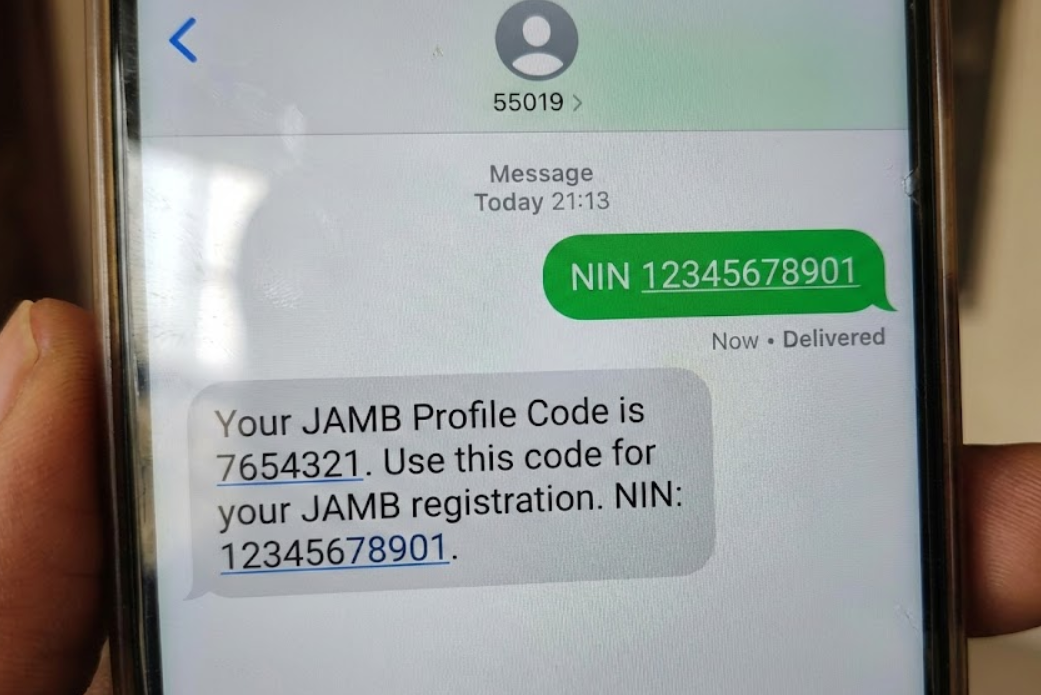 JAMB Profile Code SMS Example