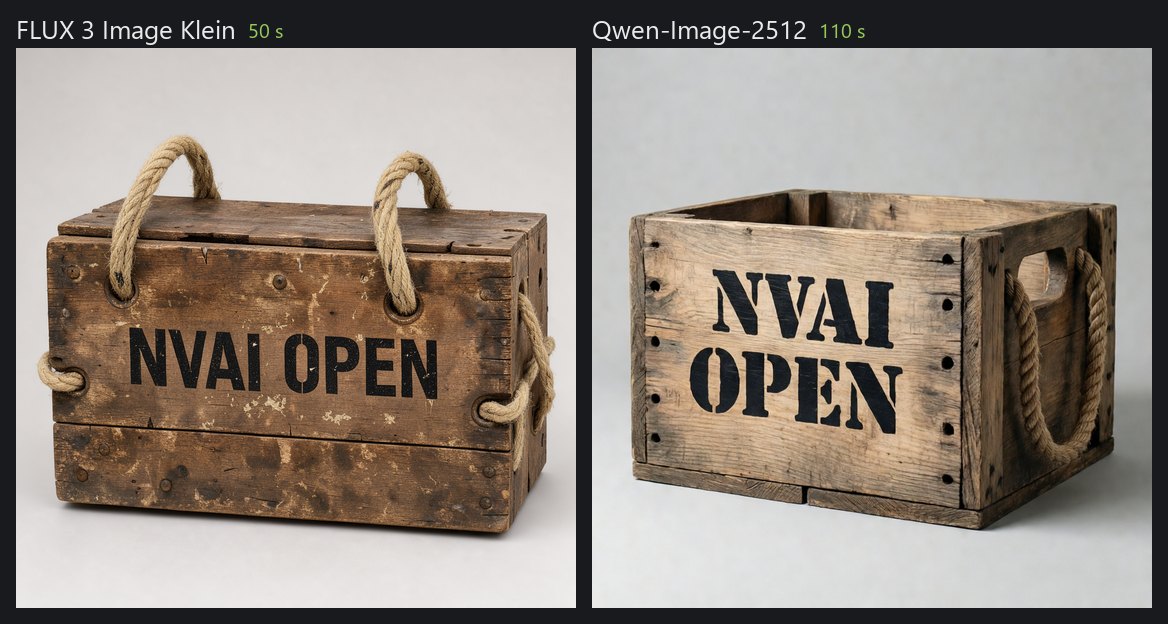 Crate with stencilled lettering: FLUX 3 and Qwen-Image-2512