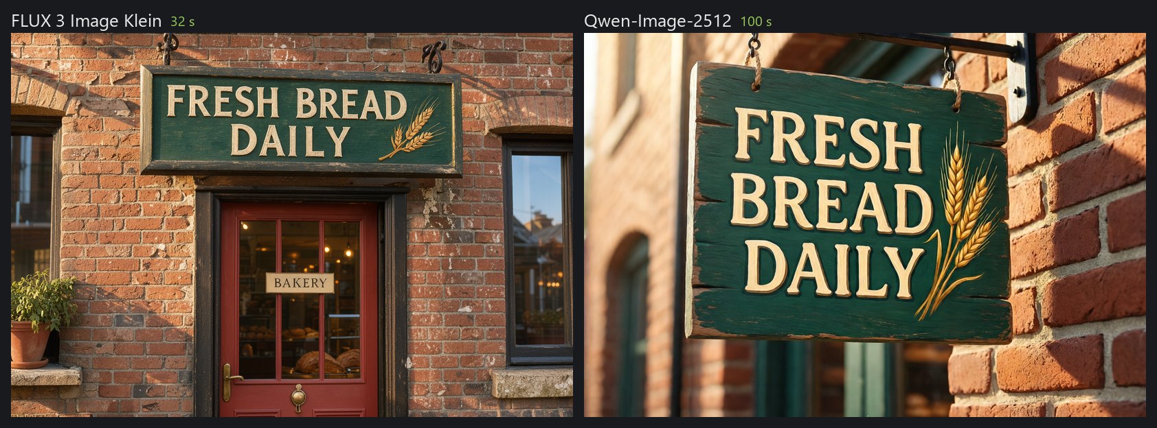 Shop sign "FRESH BREAD DAILY": FLUX 3 and Qwen-Image-2512