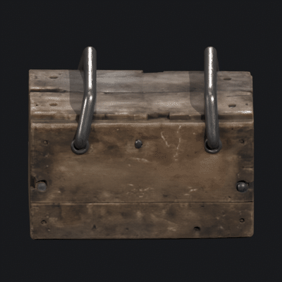 The same crate as a textured 3D model, turning