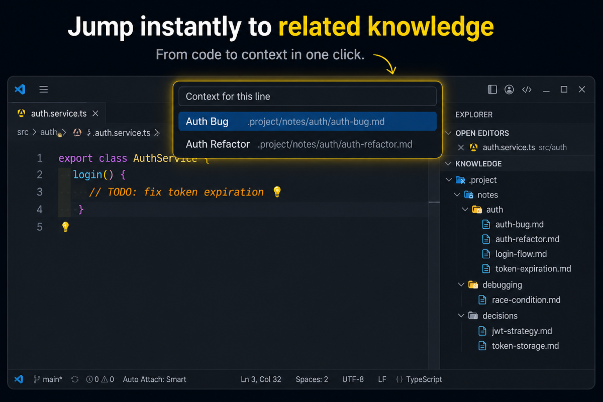 Open related notes from your code