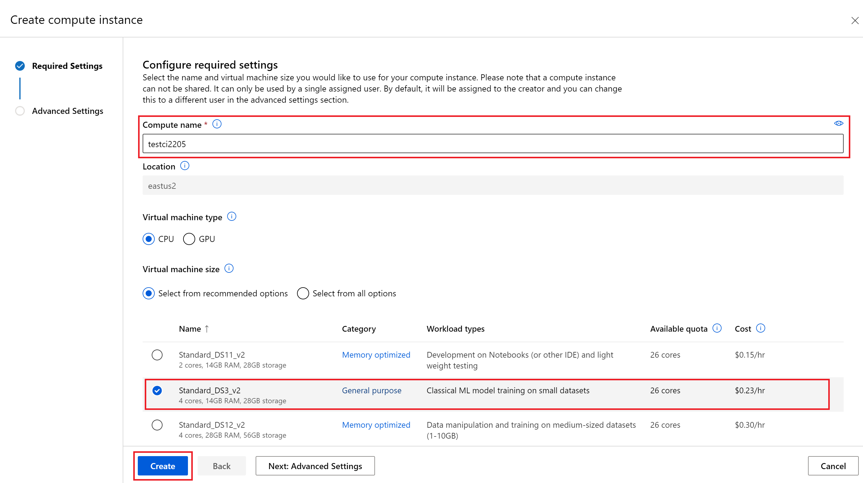 Create Compute Instance