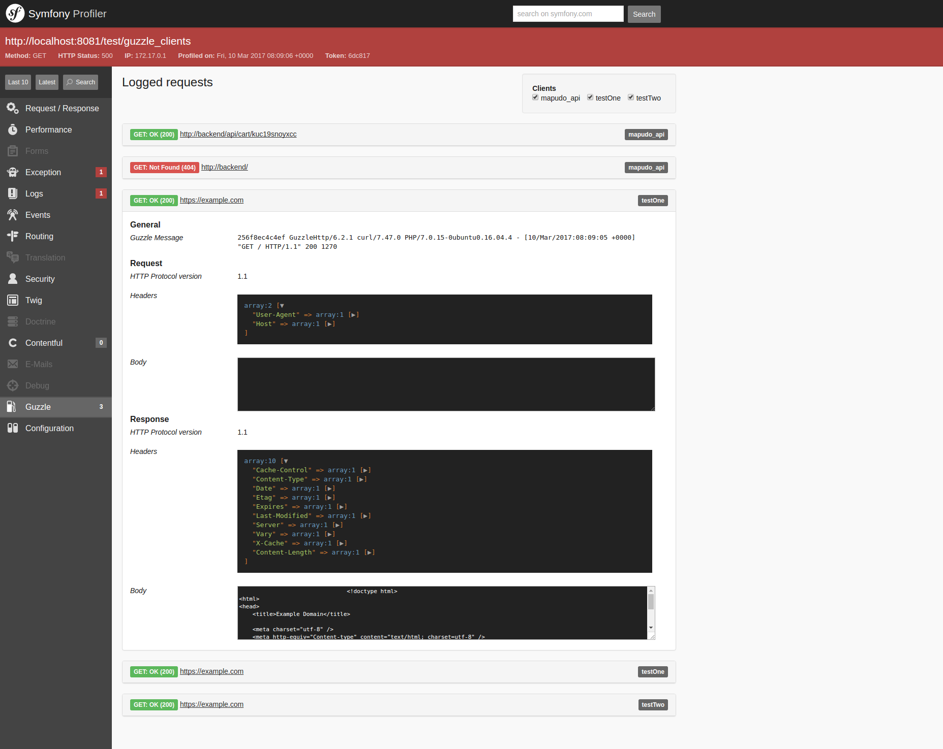 Symfony Profiler