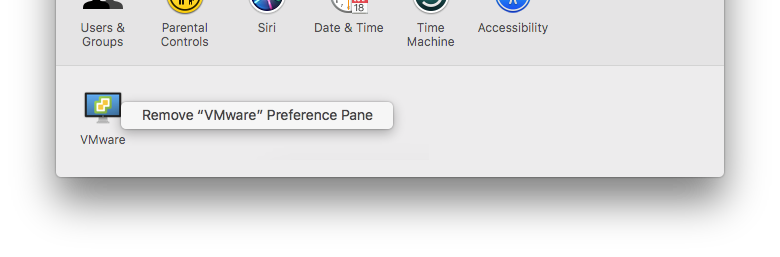 Remove VMware Preference Pane