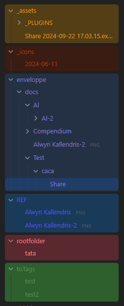 tree with colored folders