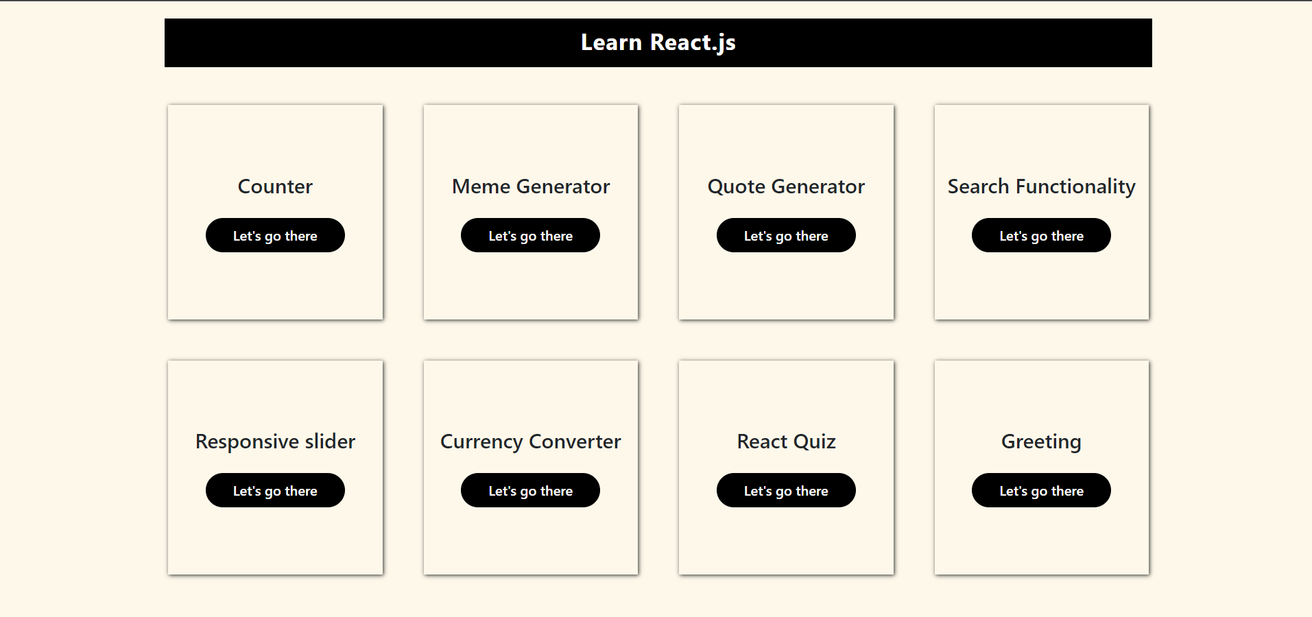 Learn React.js Home Screen