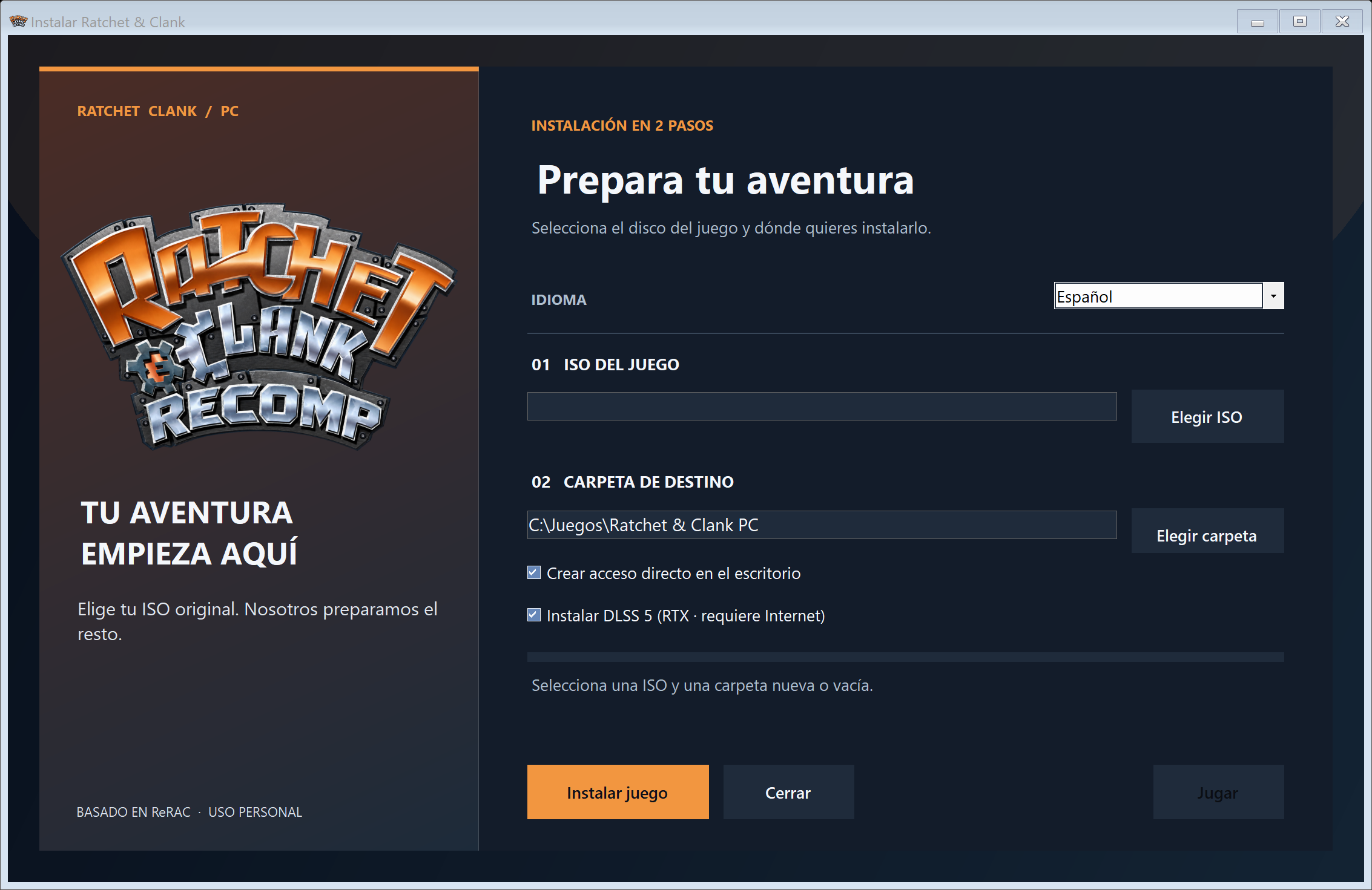Selector de idioma del instalador