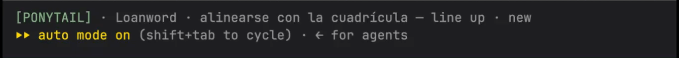 One card at a time in the status line under the prompt