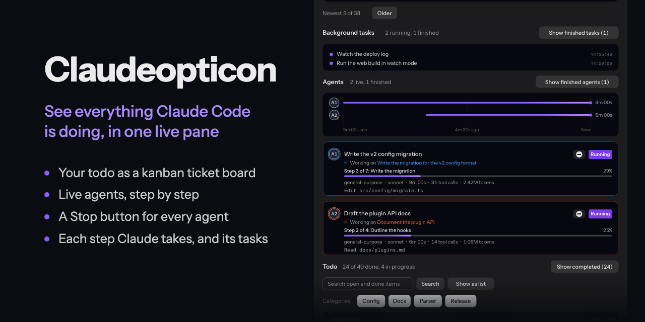Claudeopticon: see everything Claude Code is doing, in one live pane