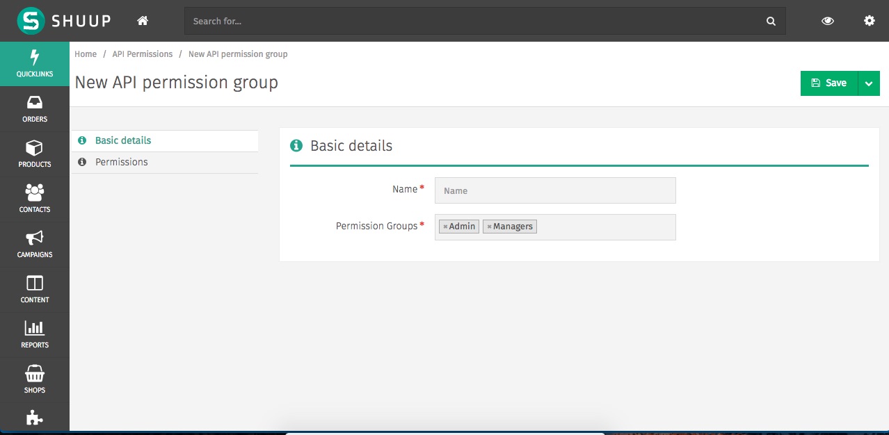 Creating API Permission Group