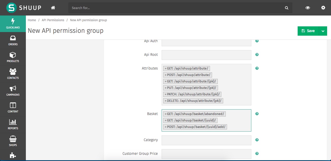 Creating API Permission Group