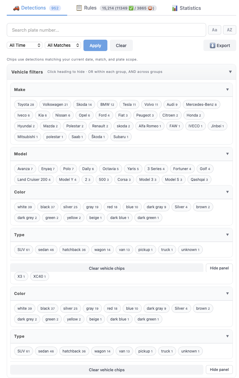 Vehicle Info Filter