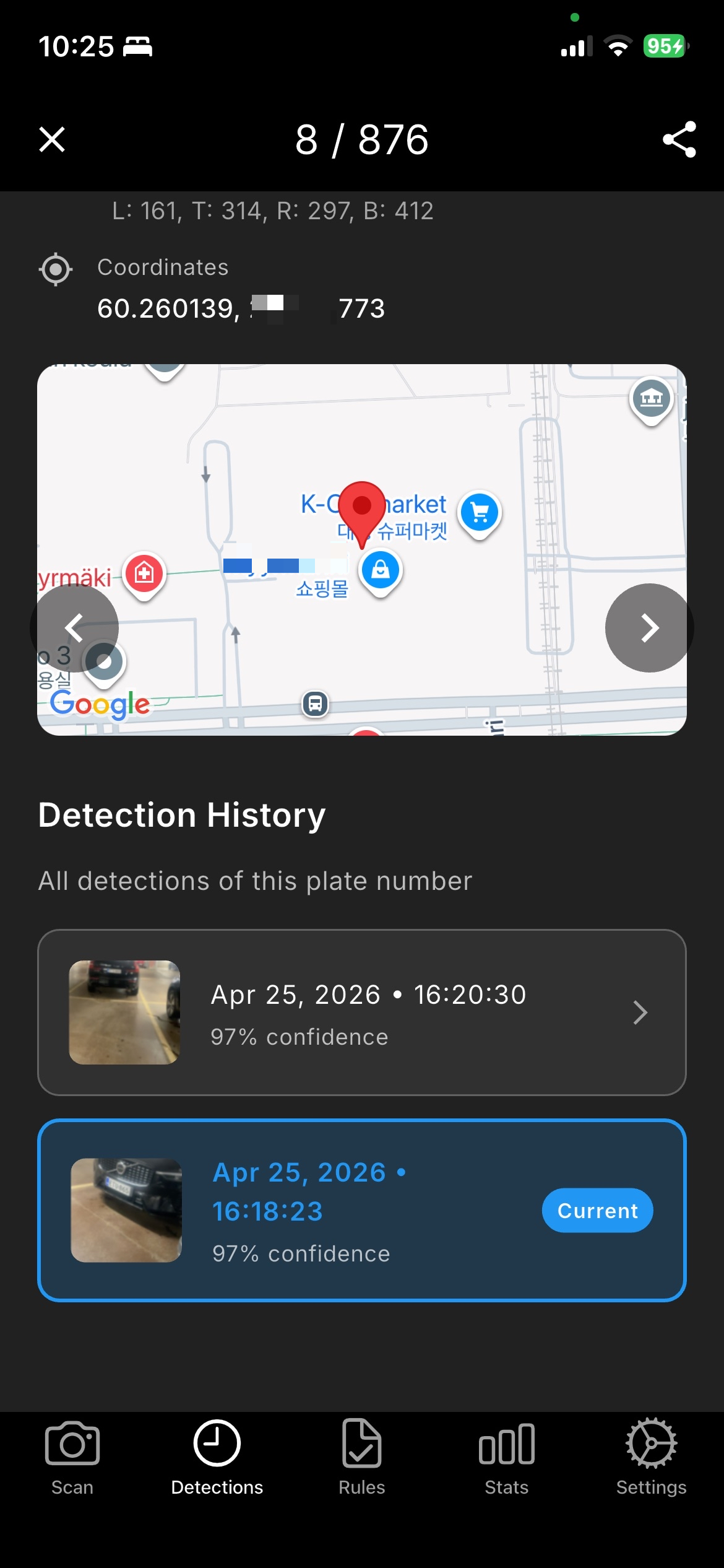 Detection Detail - Map & History