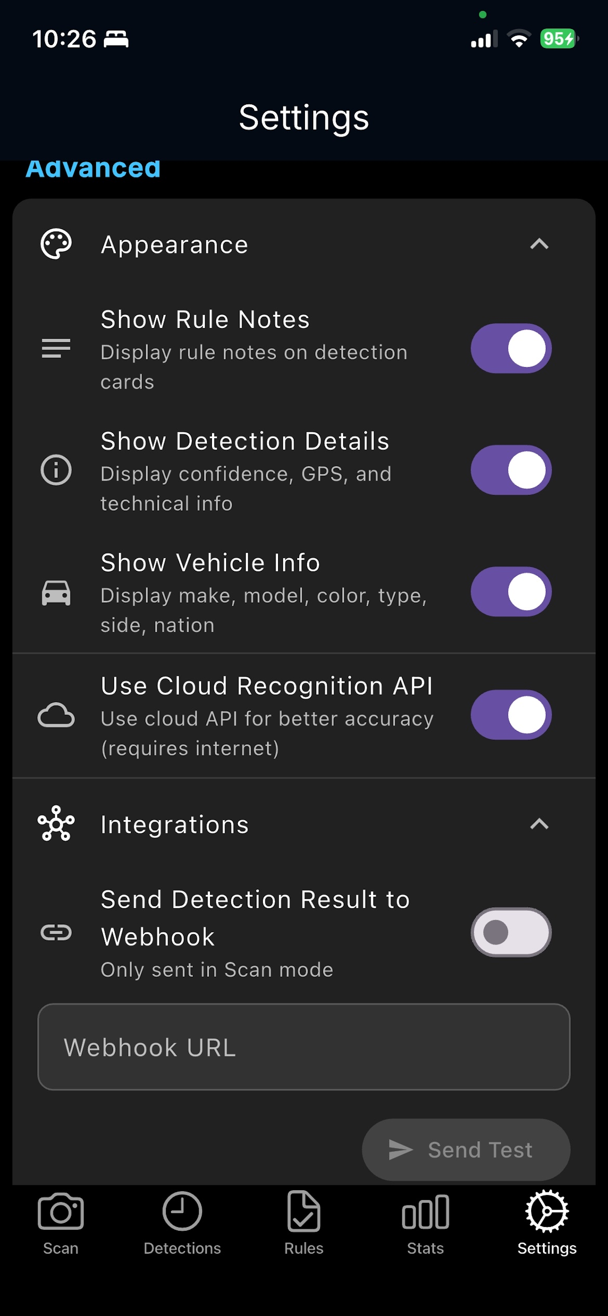 Settings - Advanced