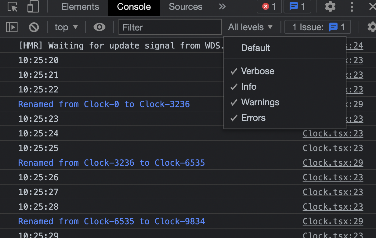 Expected console output