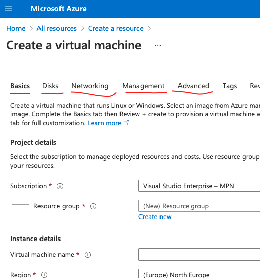 Azure portal UI