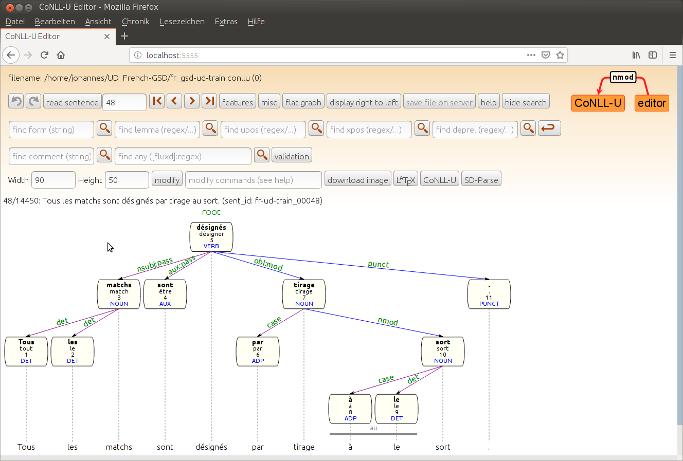 Edit screen (tree graph)