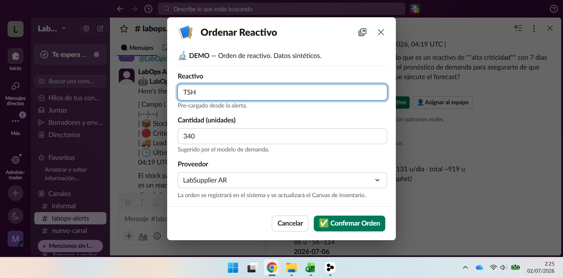 Order Reagent Modal
