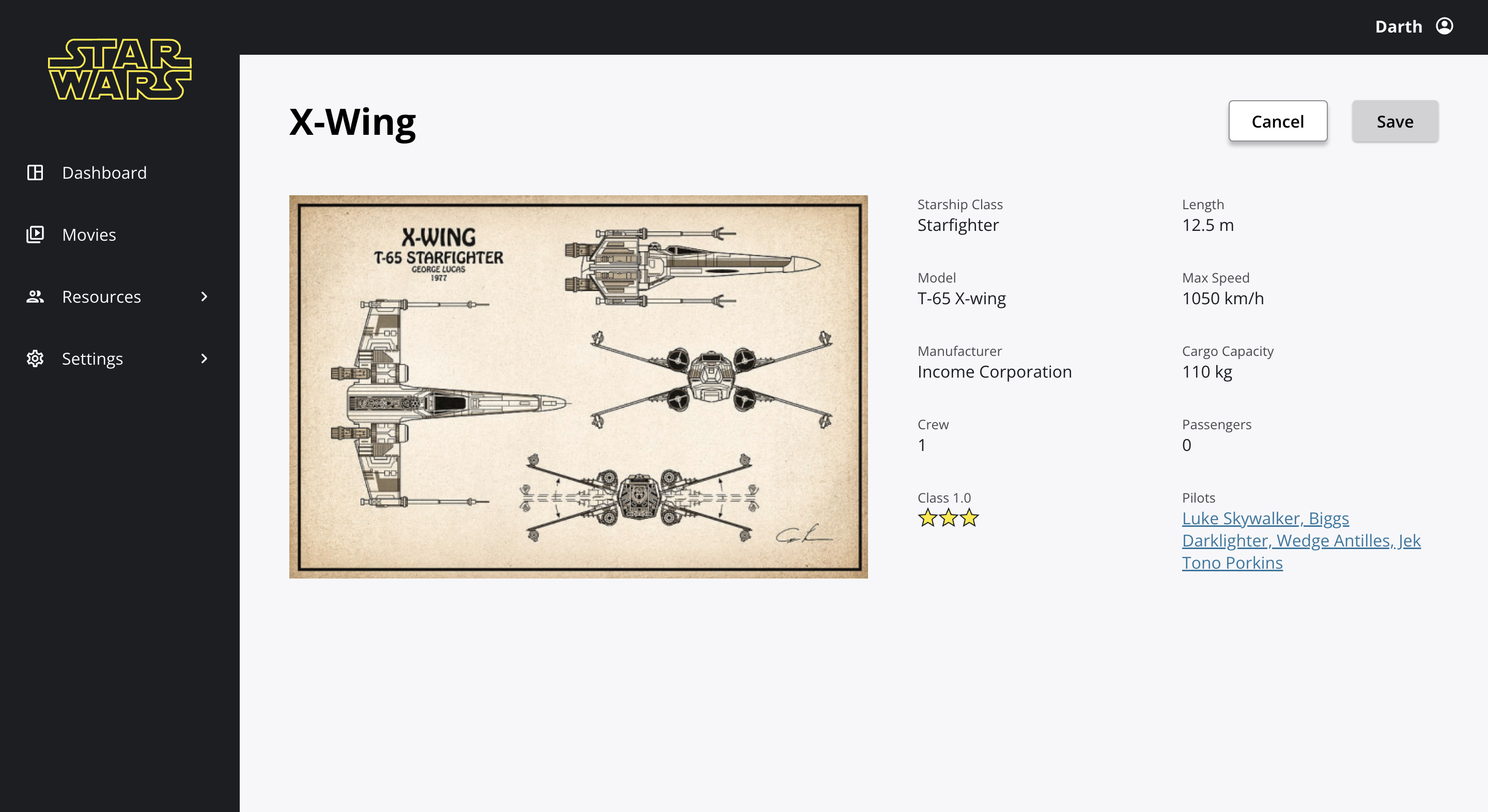 X-Wing starship