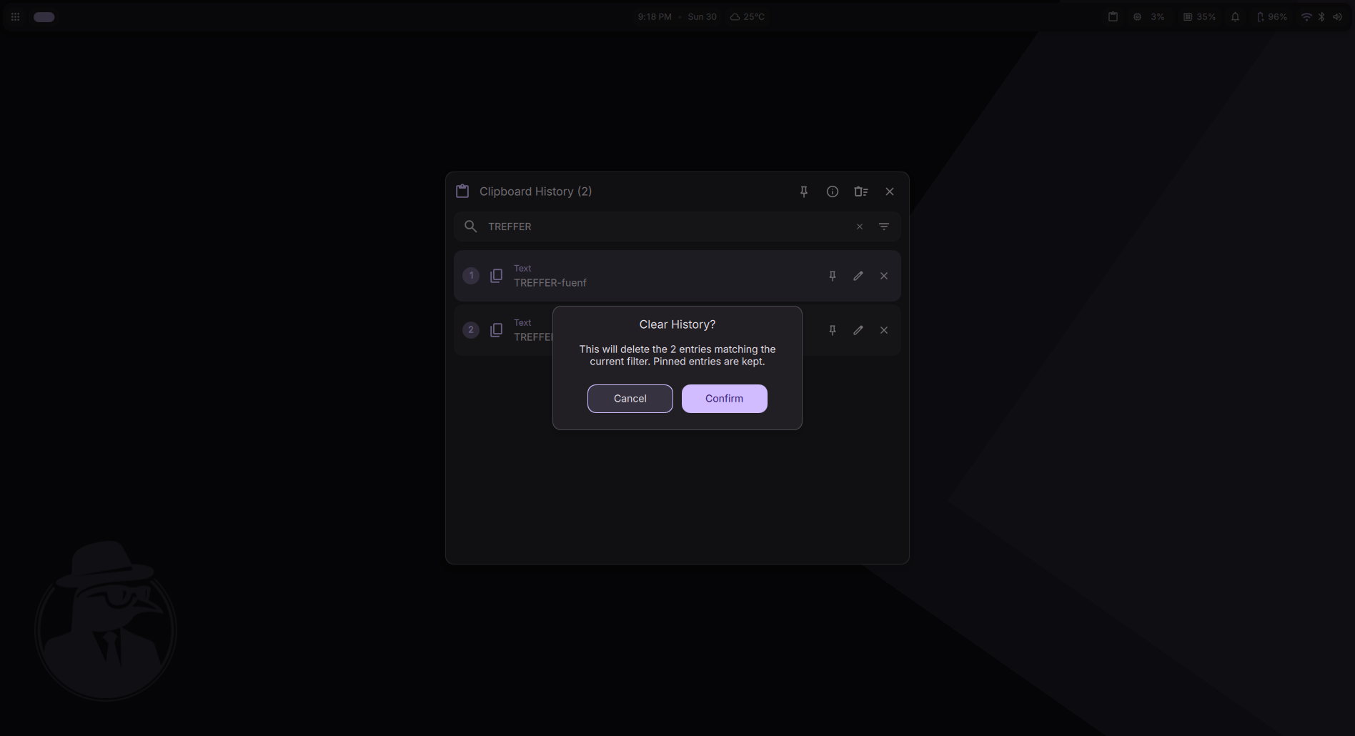 confirmation dialog