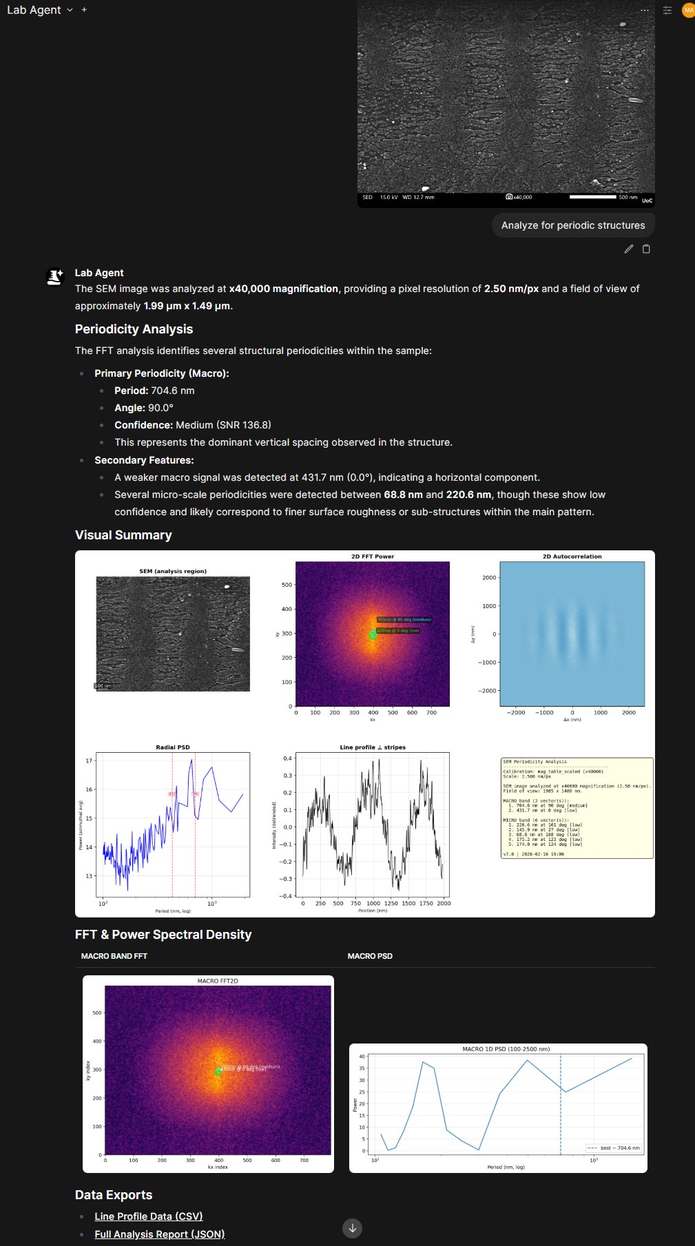 SEM FFT periodicity analysis