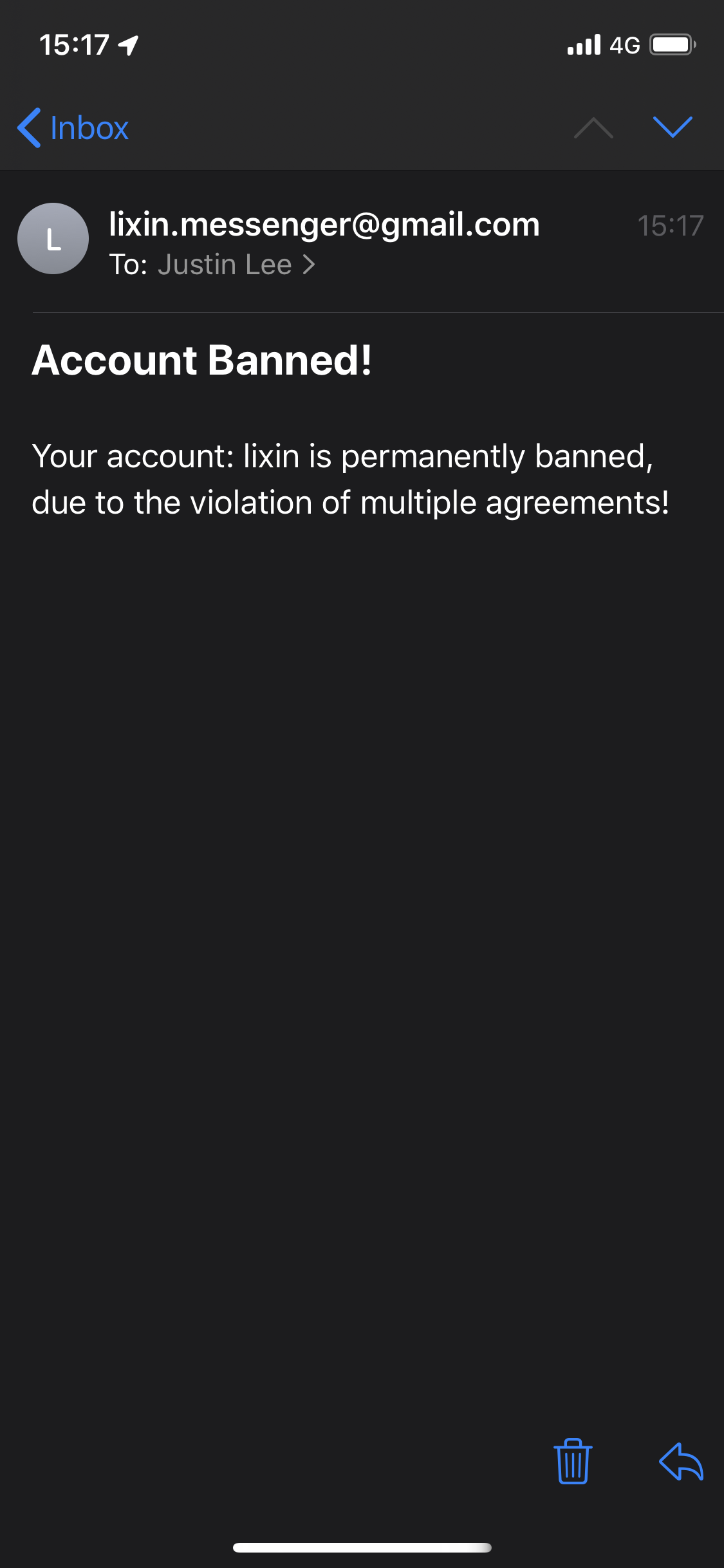 Banned Notification