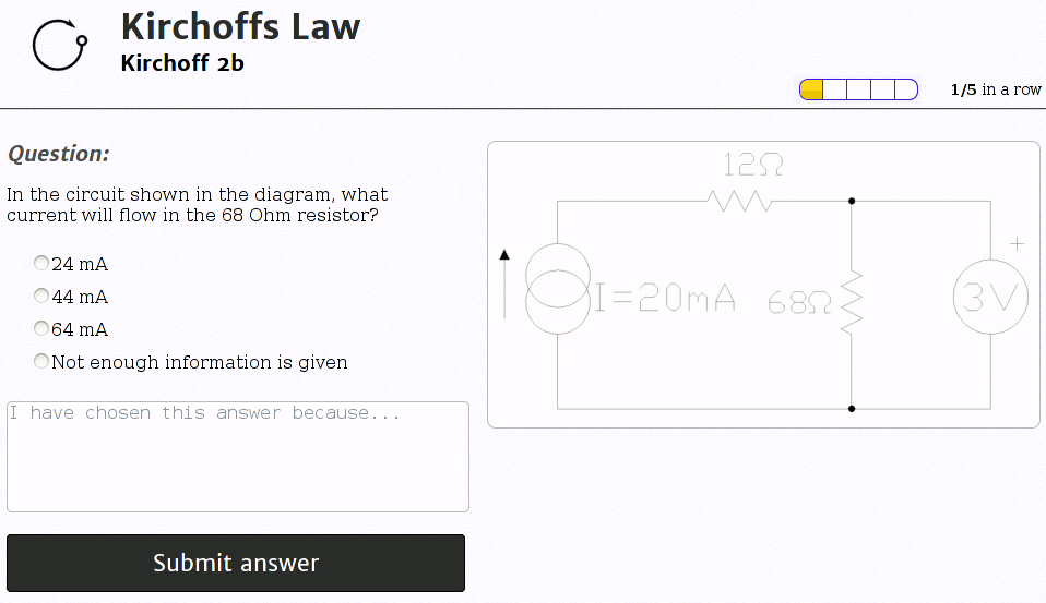 Animated Screenshot showing a tutorial question being answered.