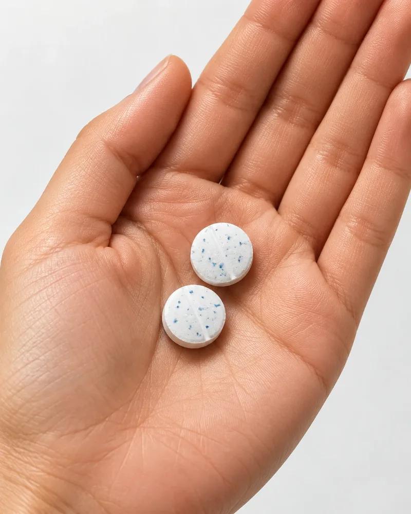 Duas pastilhas DOT na palma da mão