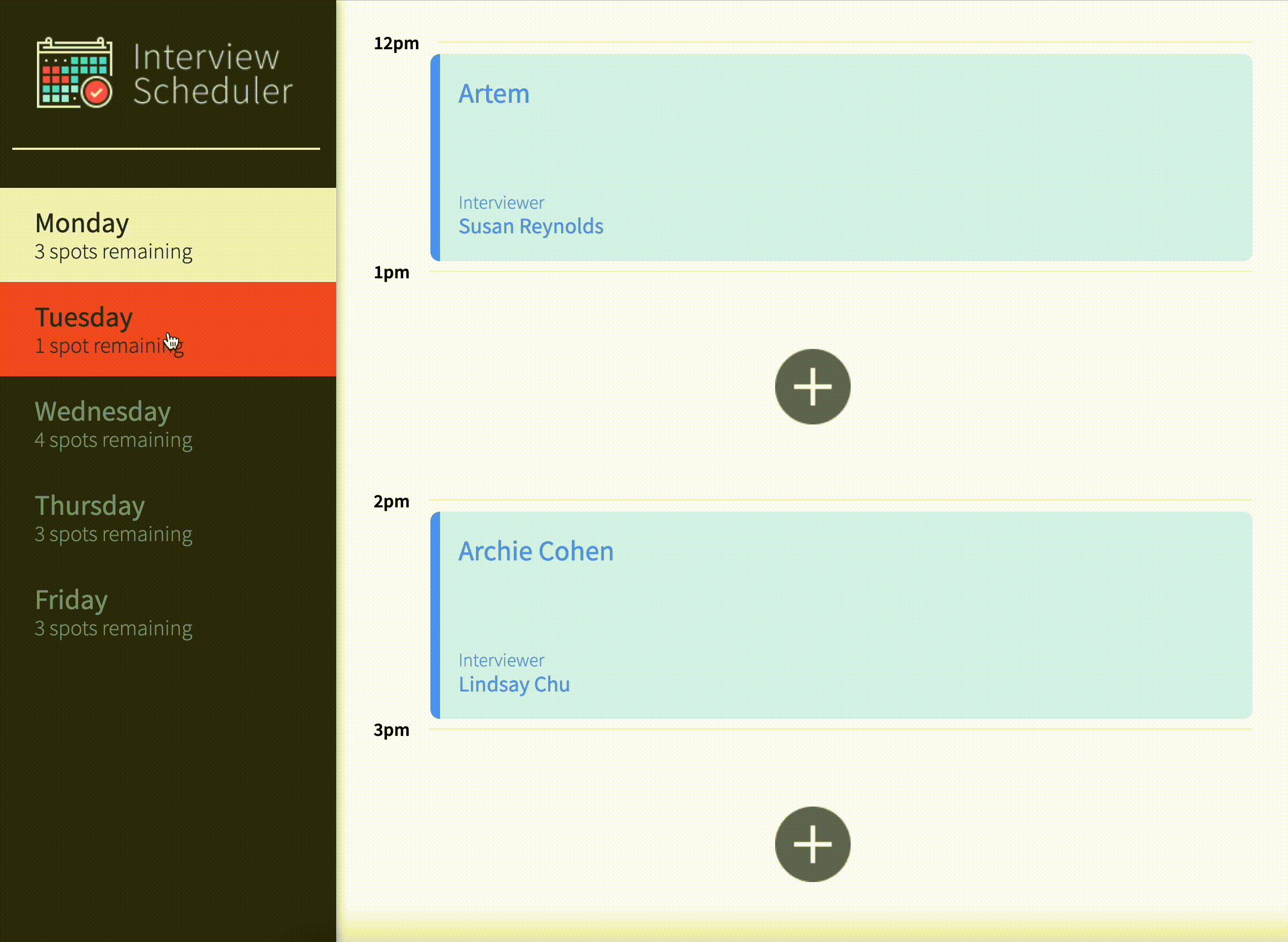 GitHub - Markjust1/scheduler: Application built with React that allows ...