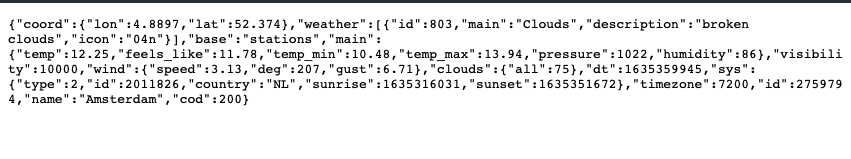 API result celsius