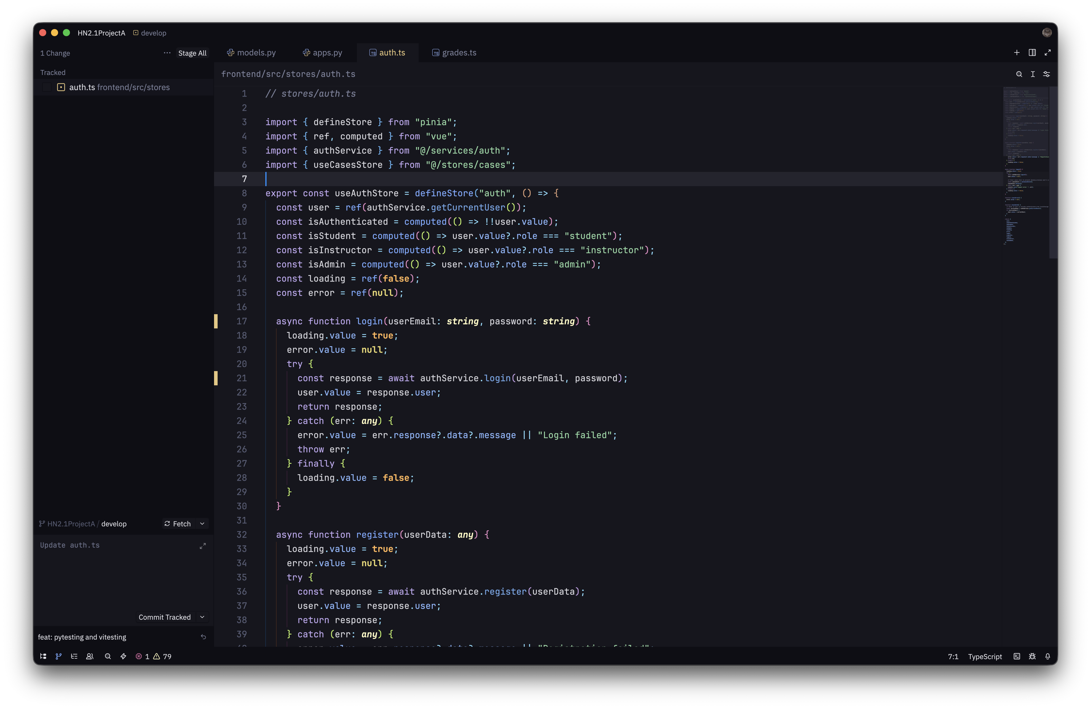Kaimandres Preview 2: TypeScript, Git Panels and Diffs