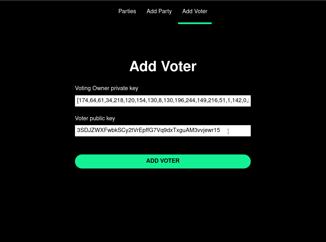 Add Voter page
