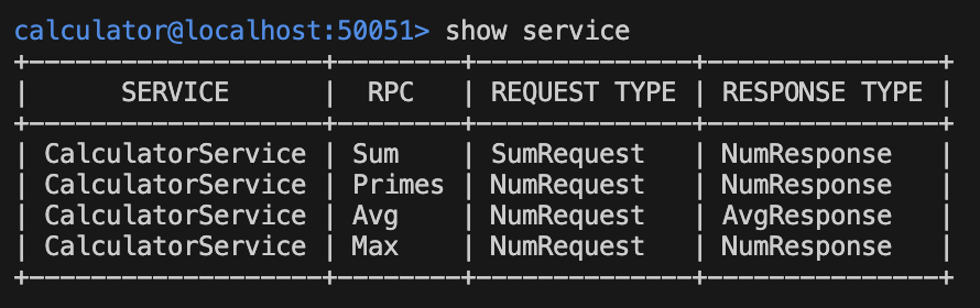 show service screenshot
