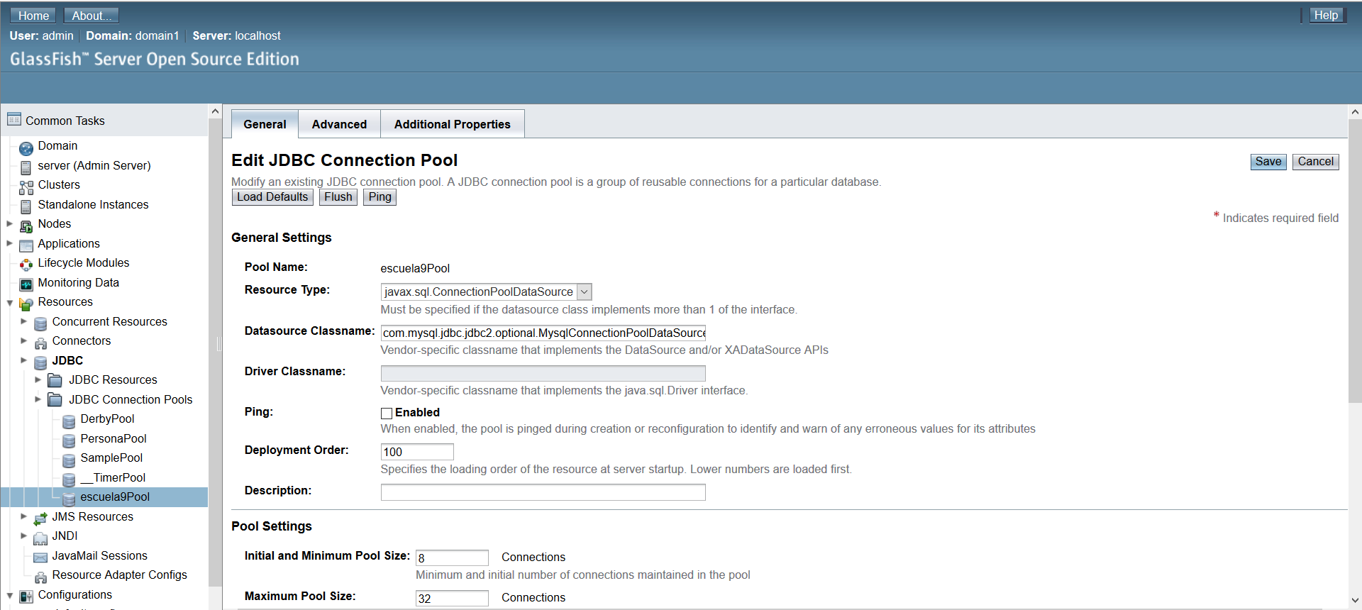 Configuración de Glassfish