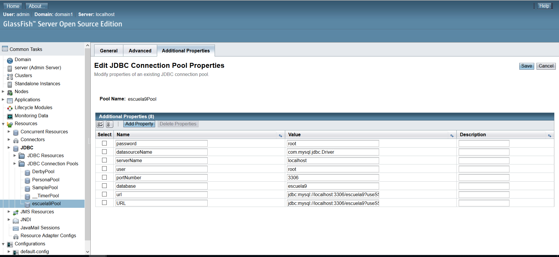 Configuración de Glassfish