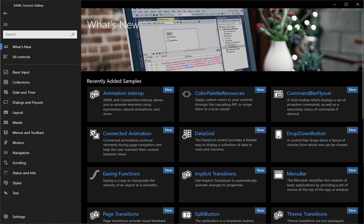Microsoft ui xaml 2.8. XAML Controls Gallery. Контекстное меню XAML. XAML блоки. App Gallery управление.