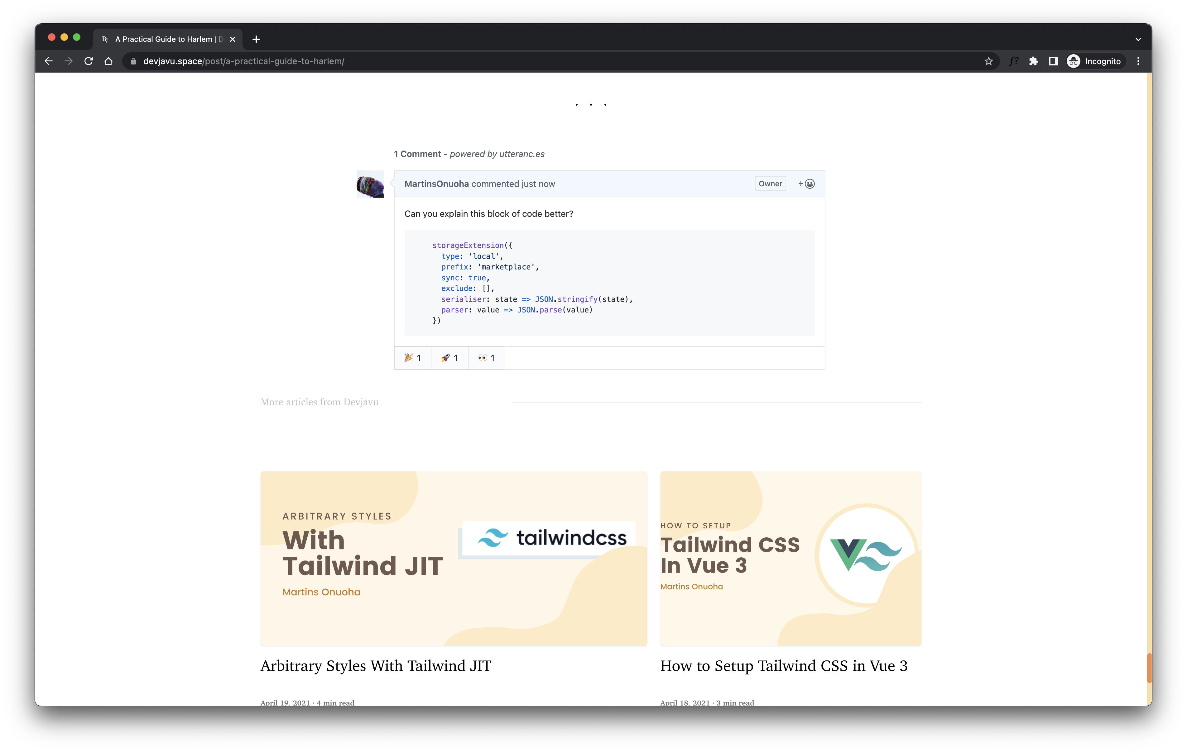 Devjavu landing page