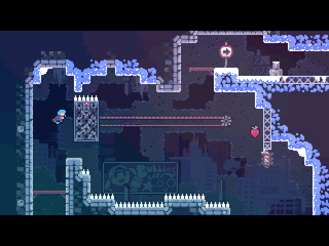 Celeste: Madeline dashing through the Forsaken City, climbing Golden Ridge and the Summit