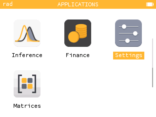 The calculator's home screen with NumPlay-Matrices installed, next to the calculator's own apps