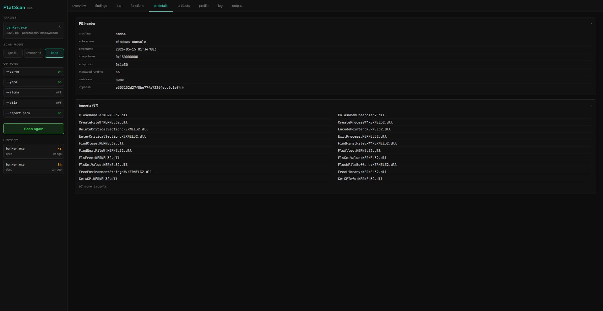 PE details tab