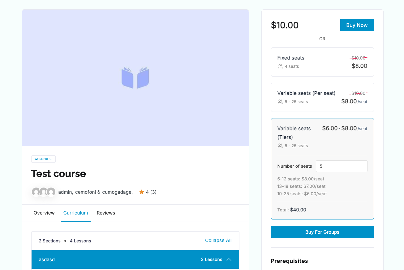 Frontend group pricing
