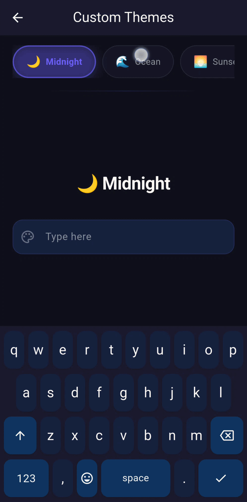 Custom theme keyboard demo