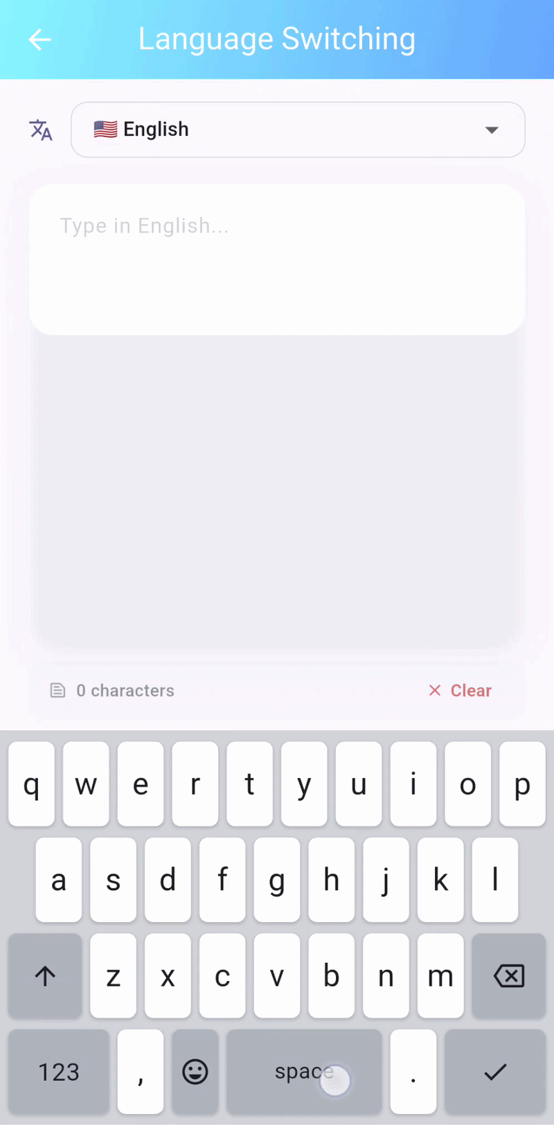 Language switching keyboard demo