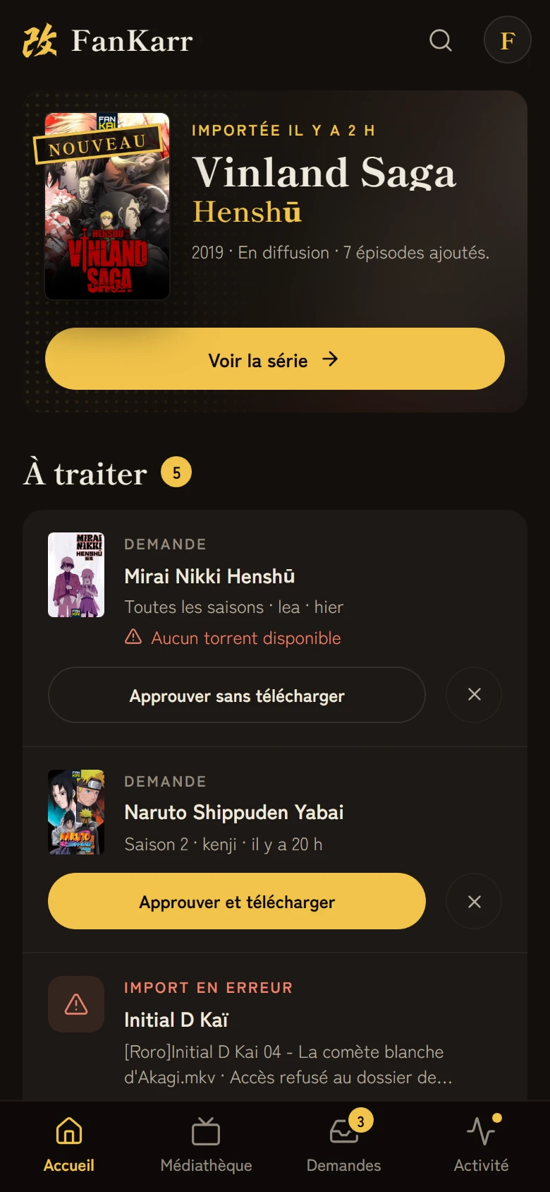 Accueil sur mobile
