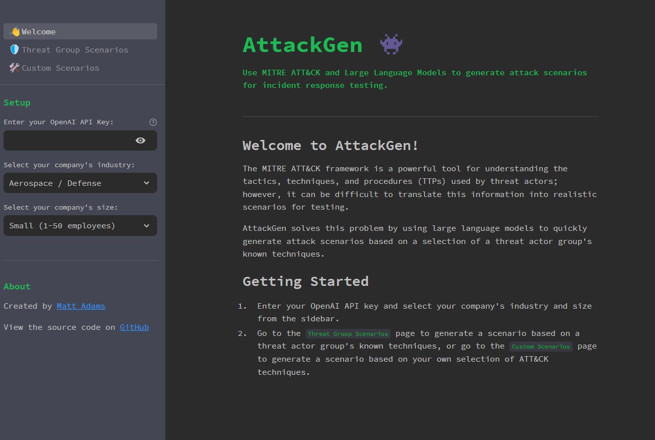 AttackGen Screenshot