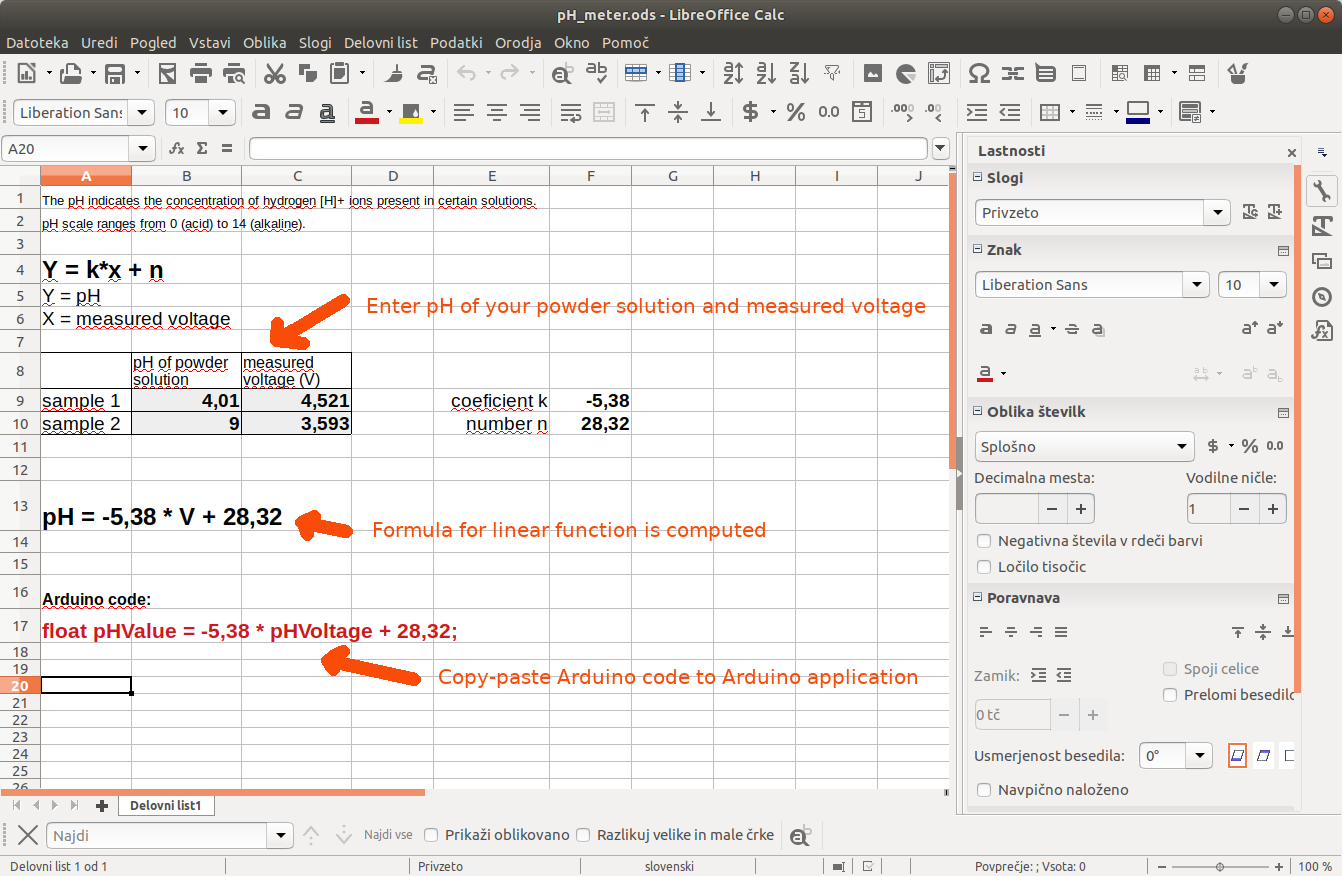 Computing of linear function from two test sample data