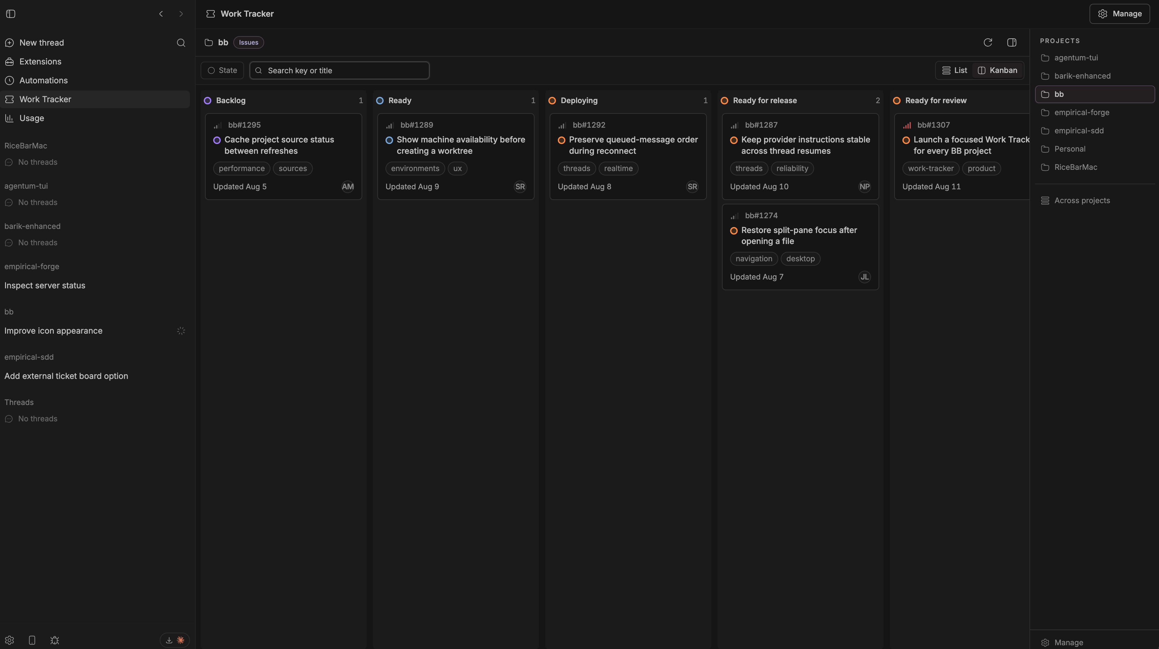 Taskboard inside BB