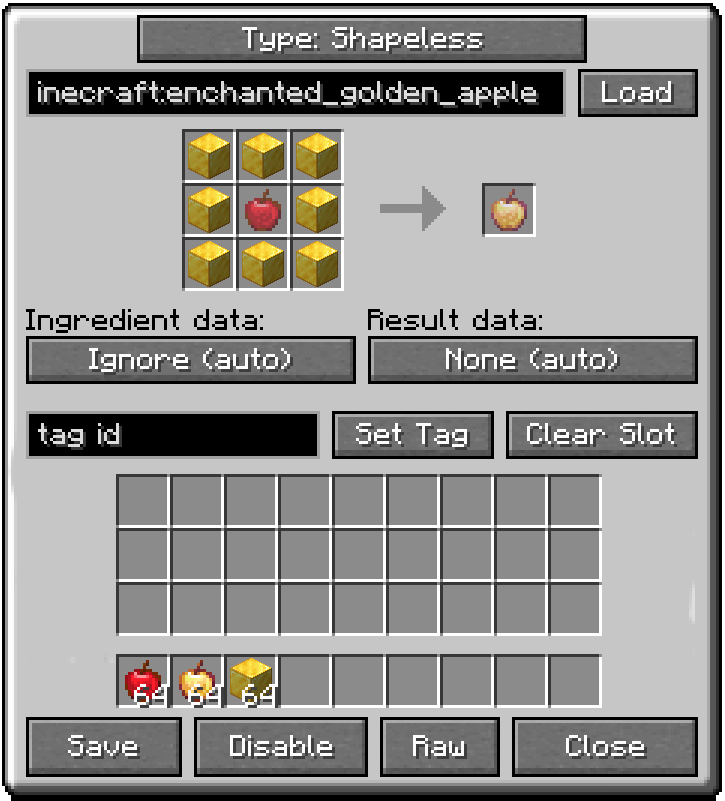 The Simple Craft Editor menu