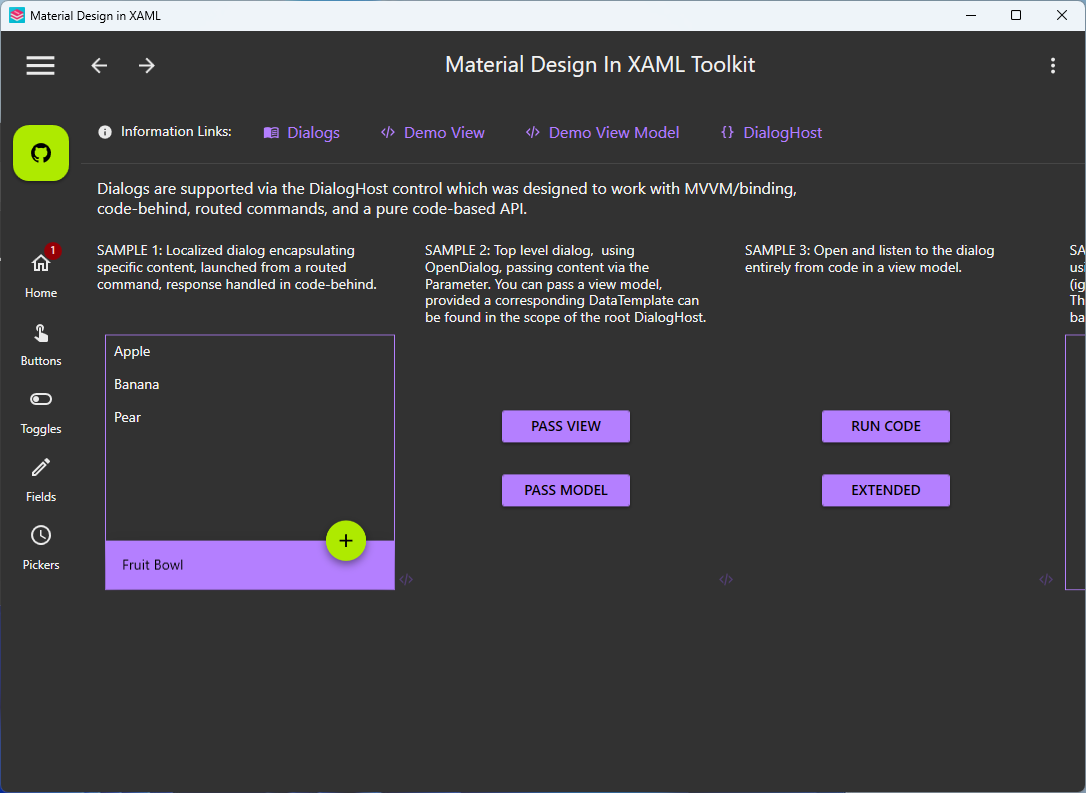 Dialogs