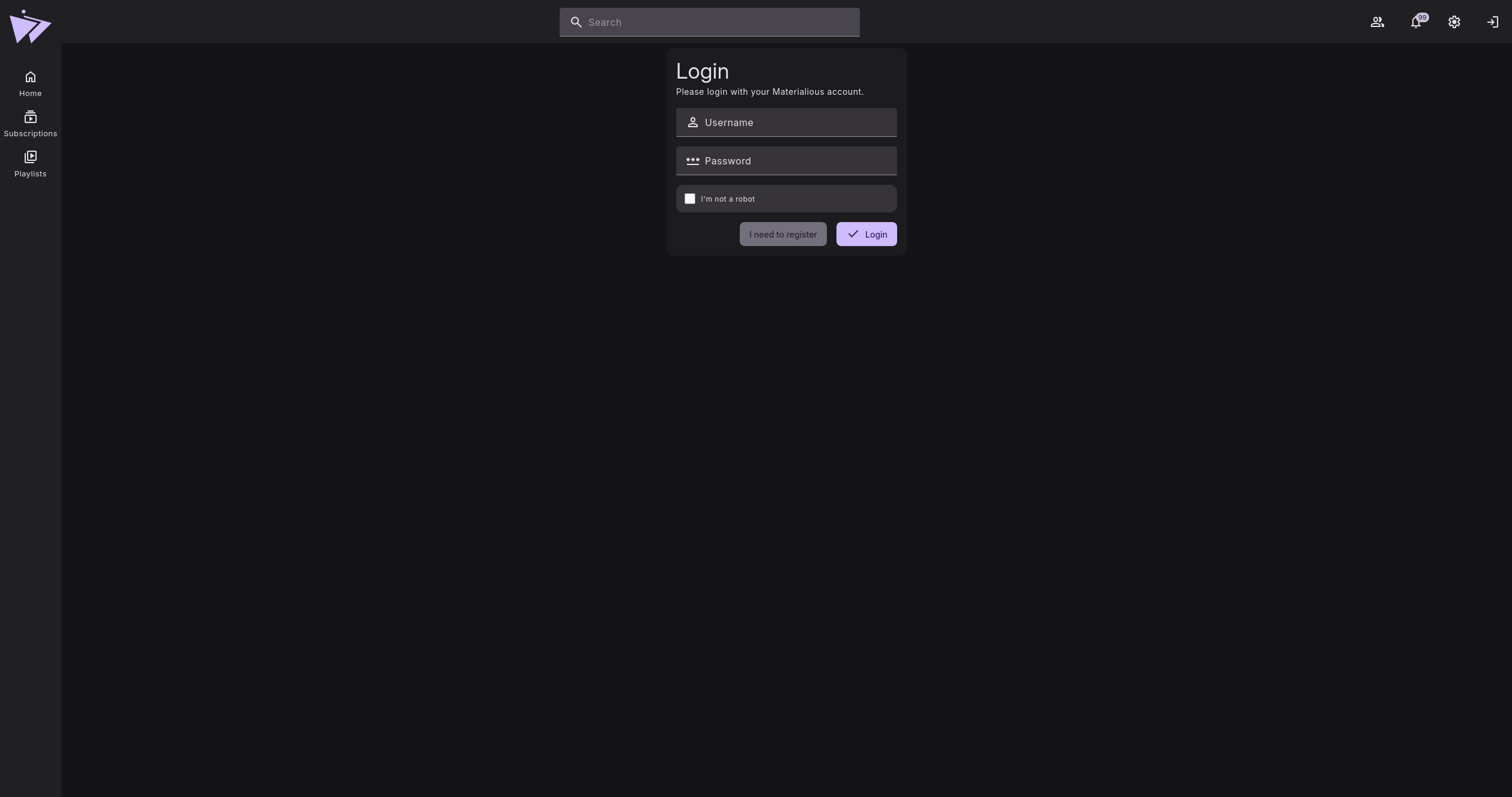 Preview of Login page